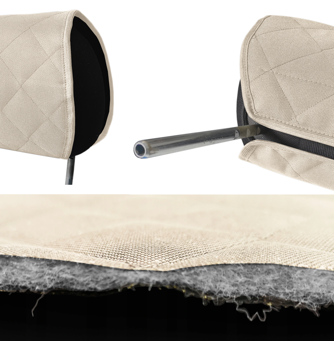 Set 2 huse de protectie tetiere auto, matlasate, impermeabile, lavabile, crem