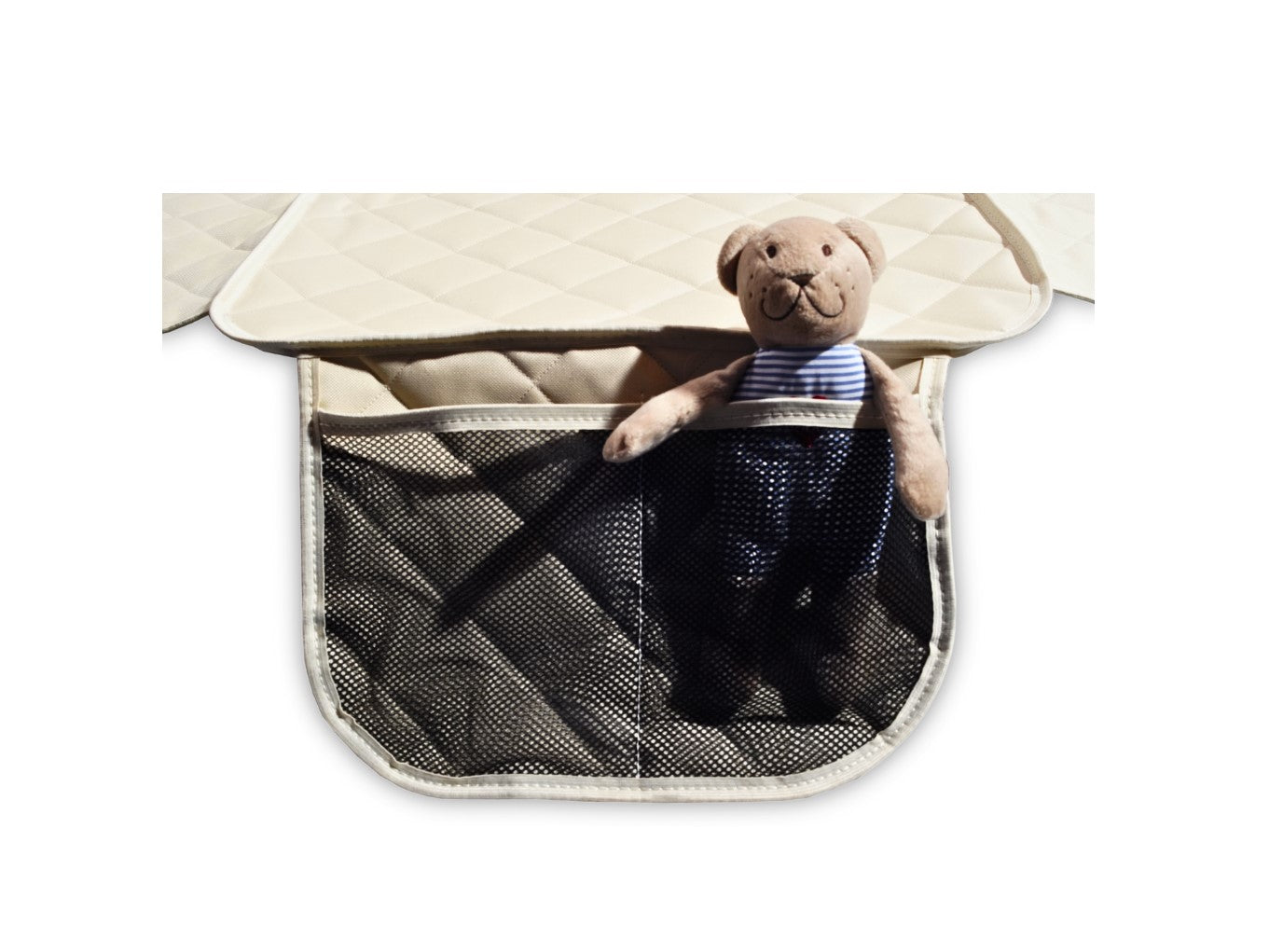 Protectie scaun auto matlasata, universala, cu protectii laterale si buzunar organizator, impermeabila, lavabila, crem