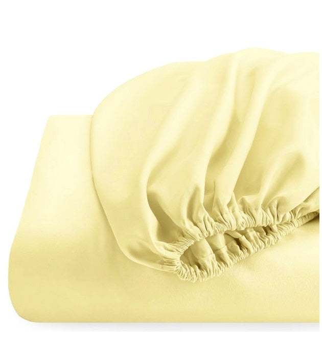 Cearceaf de pat cu elastic, bumbac natural 100%, crem - MetruPatrat.ro