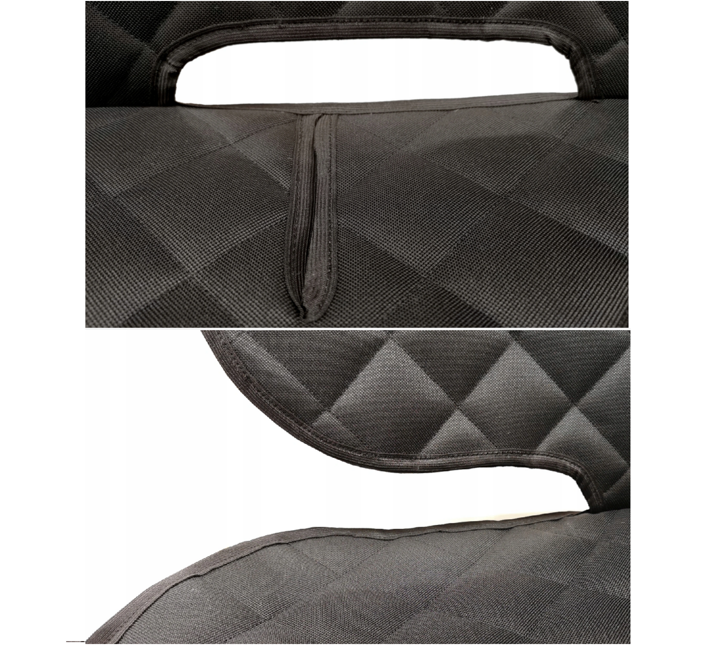 Set 3 protectii scaune auto, universale, matlasate, negre, lavabile, impermeabile - protectie matlasata cu decupare cotiera pentru bancheta din spate si 2 protectii spatar scaun