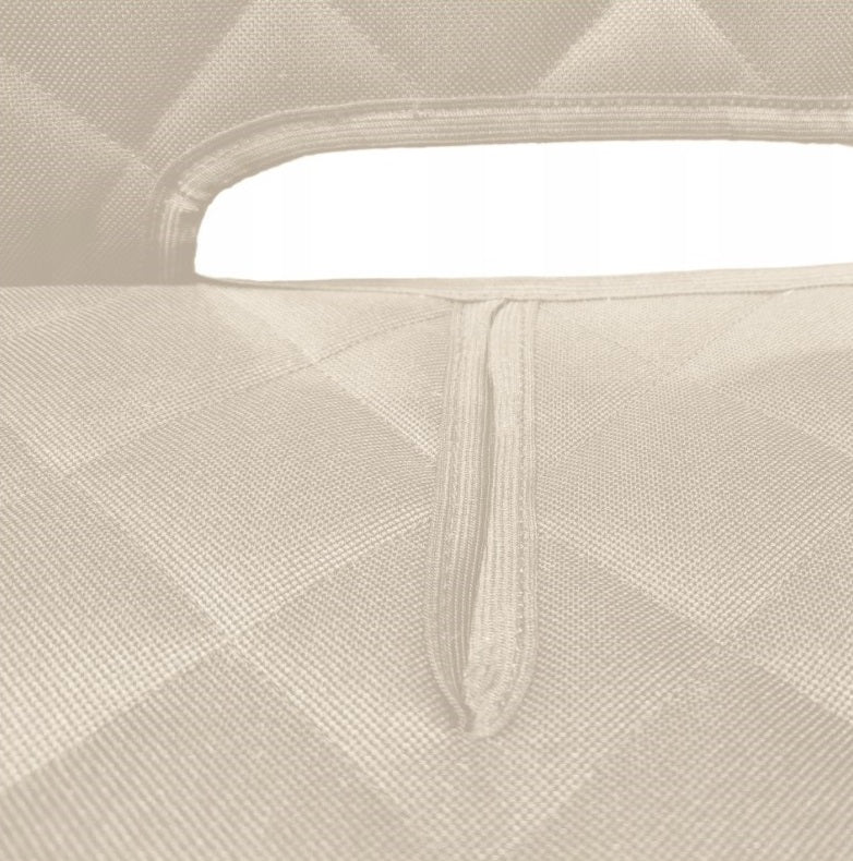 Set 2 protectii scaune auto, universale, matlasate, crem, lavabile, impermeabile , protectie matlasata cu decupare cotiera pentru bancheta din spate cu si protectie spatar scaun cu buzunar organizator