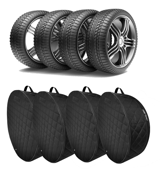 Set 4 huse matlasate pentru anvelope, cu maner si arici, marime  XXL, Metru Patrat