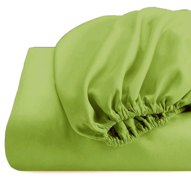Cearceaf de pat cu elastic, bumbac natural 100%, verde mat - MetruPatrat.ro