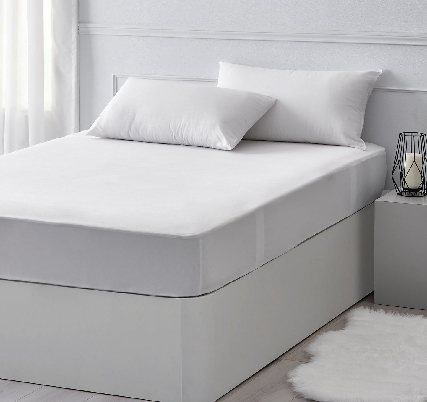 Cearceaf de pat cu elastic, bumbac natural 100%, alb