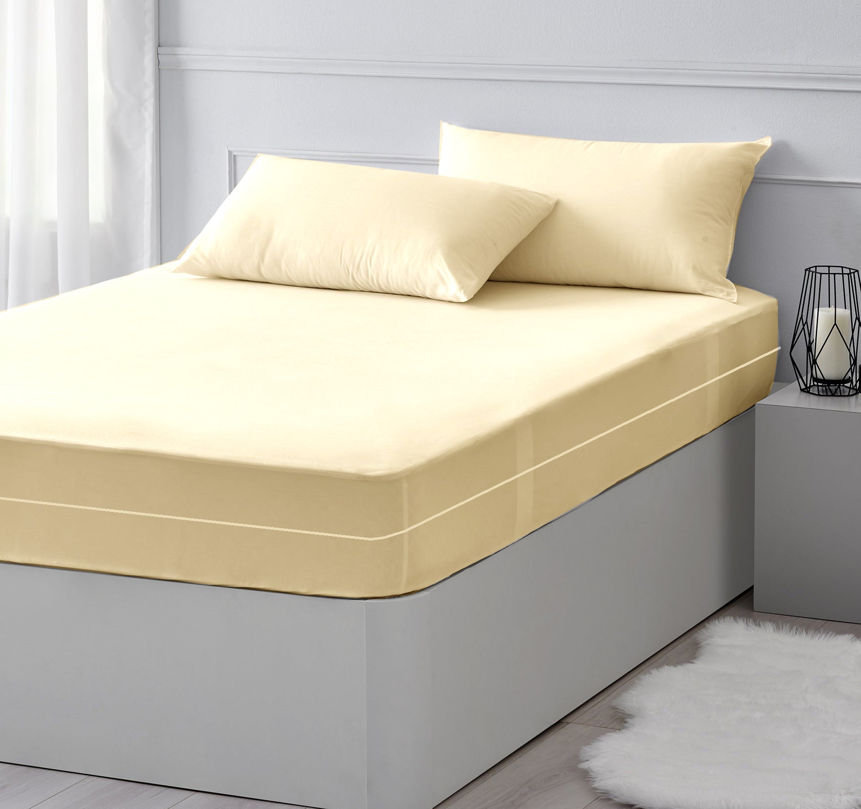 Husa cu fermoar pentru saltea din bumbac 100% natural, de culoare crem, ivory - MetruPatrat.ro
