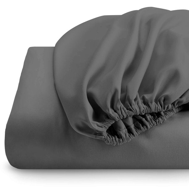 Cearceaf de pat cu elastic, bumbac natural 100%, gri