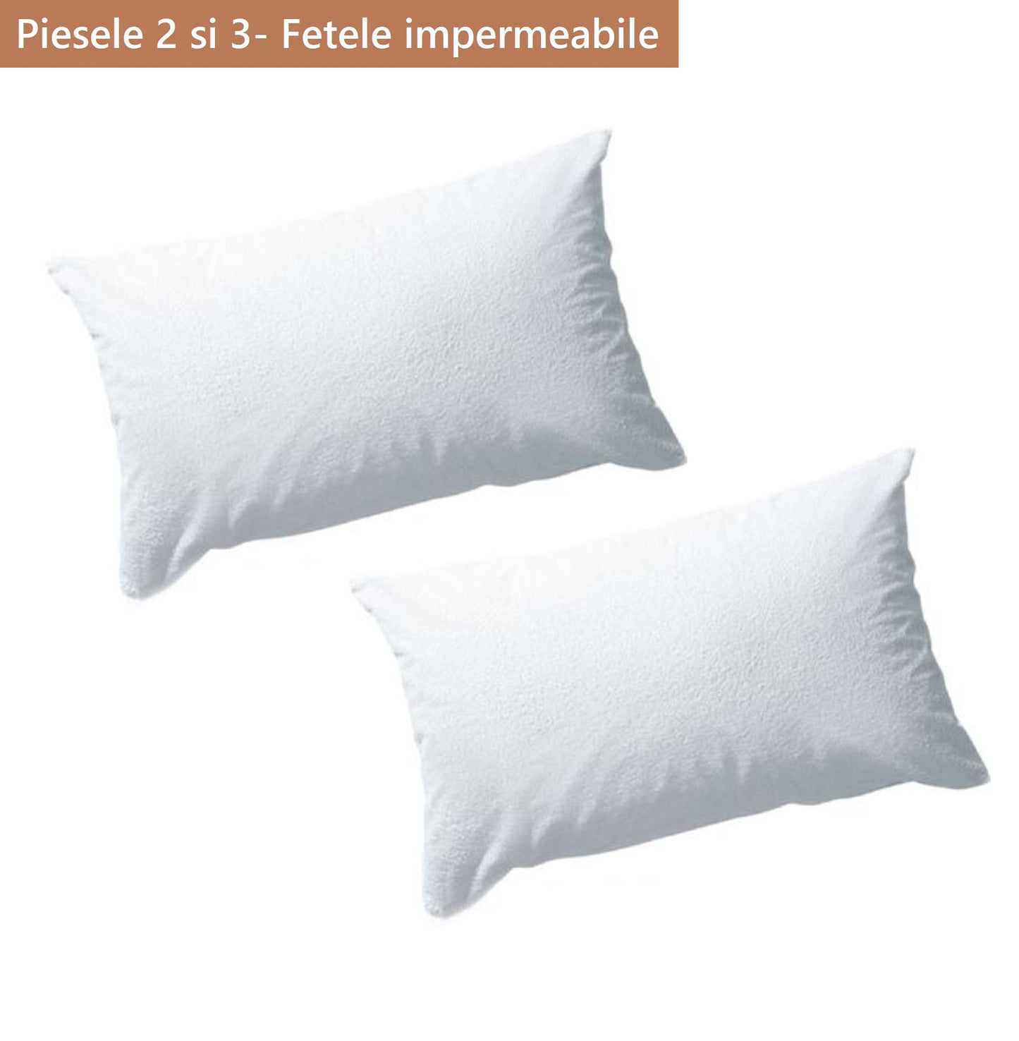 Set 3 piese, husa de protectie saltea si huse perne cu fermoar, impermeabile si matlasate, Metru Patrat