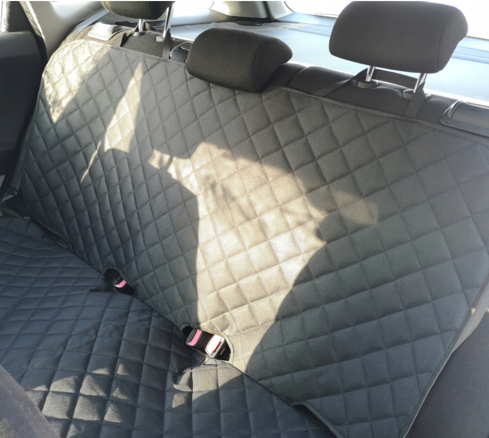 Set 2 protectii scaune auto, universale, matlasate, negre, lavabile, impermeabile - protectie matlasata pentru bancheta din spate si protectie spatar scaun