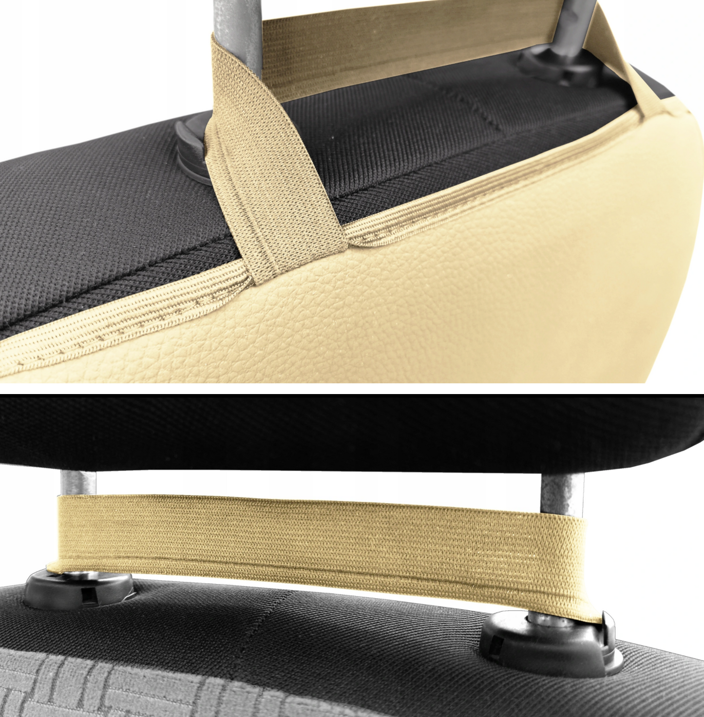 Set 2 protectii auto, scoica bebe, pentru scaune fata sau bancheta spate, din piele ecologica, lavabile, model universal, crem