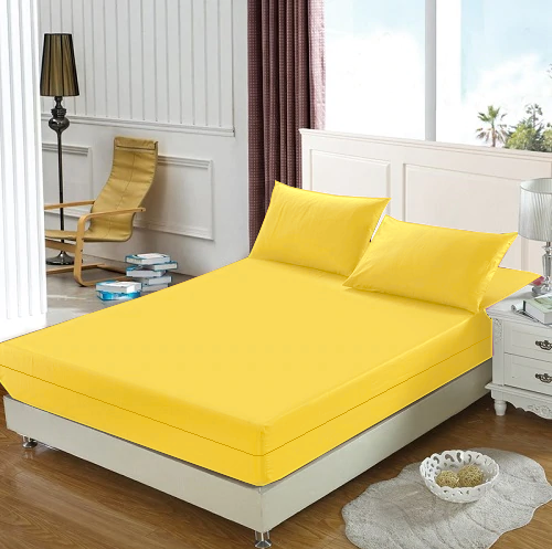 Husa cu fermoar pentru saltea din bumbac 100% natural, de culoare galben pal - MetruPatrat.ro