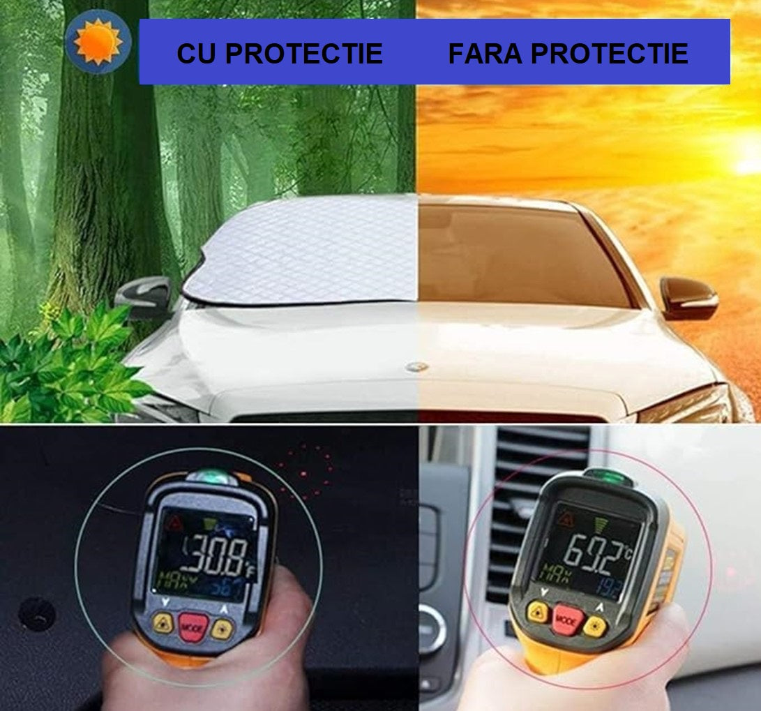 Protectie Iarna pentru parbriz si oglinzi laterale, matlasata, Anti-Inghet, Iarna-Vara, 145x178 cm, fixare cu magneti in partea de jos si prindere cu usile laterale, Metru Patrat - MetruPatrat.ro