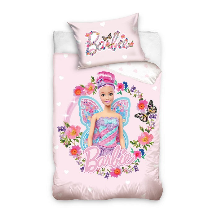 Lenjerie de pat pentru copii, Metru Patrat, bumbac 100% natural, Barbie, compus din husa pilota 100x135 si o fata de perna 40x60 - MetruPatrat.ro