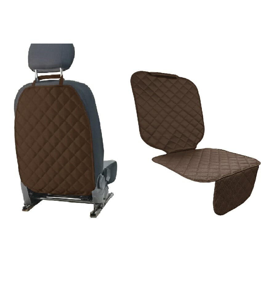 Set 2 protectii auto matlasate, universale, lavabile, maro, protectie scaun sau bancheta si protectie spatar scaun, Metru Patrat - MetruPatrat.ro