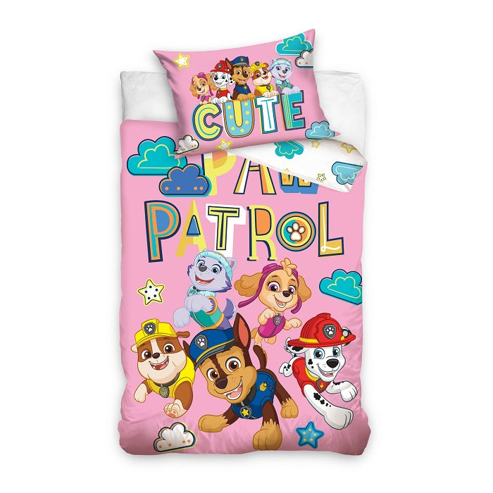 Lenjerie de pat pentru copii, Metru Patrat, bumbac 100% natural, Paw Patrol 5 catei, compus din husa pilota 100x135 si o fata de perna 40x60 - MetruPatrat.ro