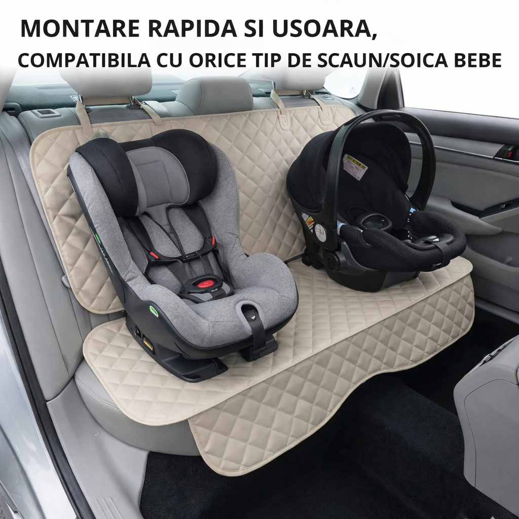 PROTECTIE MATLASATA PENTRU BANCHETA DIN SPATE, CREM, IMPERMEABILA, LAVABILA - MetruPatrat.ro