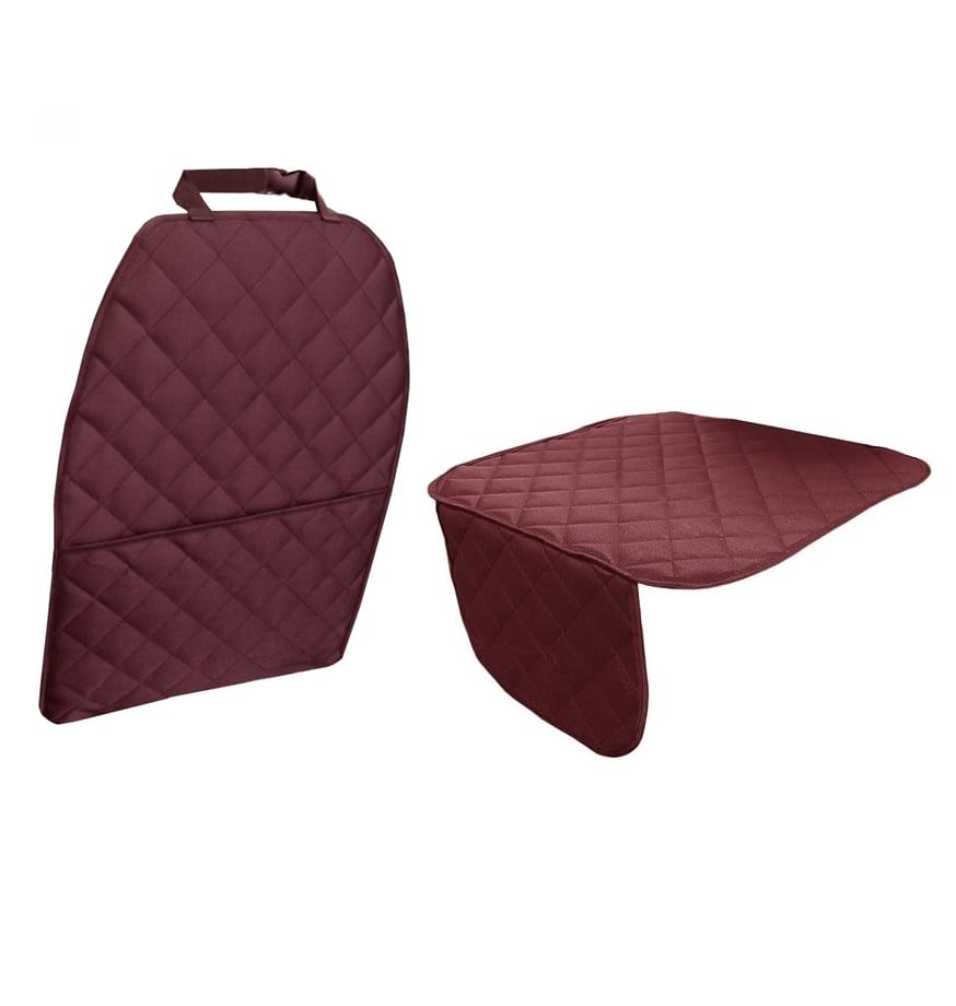 Set 2 protectii auto matlasate, universale, lavabile, grena, protectie sezut scaun sau bancheta si protectie spatar scaun cu buzunar organizator, Metru Patrat - MetruPatrat.ro