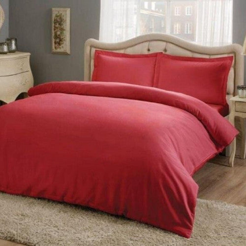 Lenjerie Bumbac Ranforce Lux, Model "Rosu Uni"