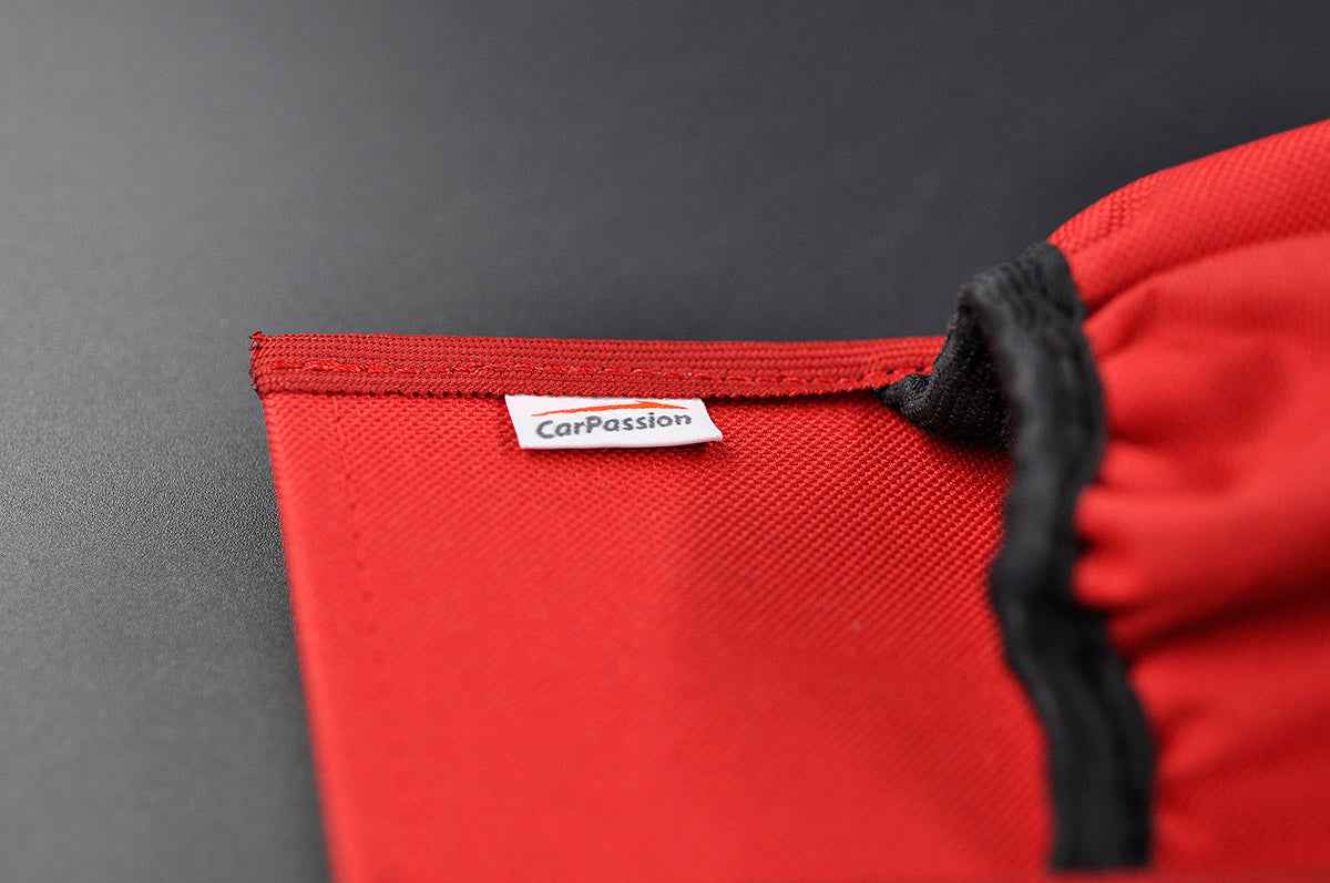 Husa pentru stingator auto matlasata, negru rosu, cu banda velcro pentru fixare usoara, universala