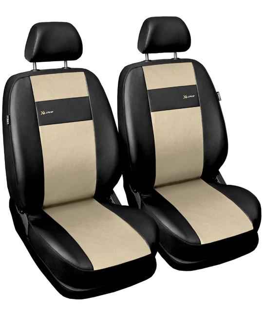 Set din doua huse auto universale , pentru scaunele din fata , sofer si pasager , de culoare crem , imitatie piele AH216C
