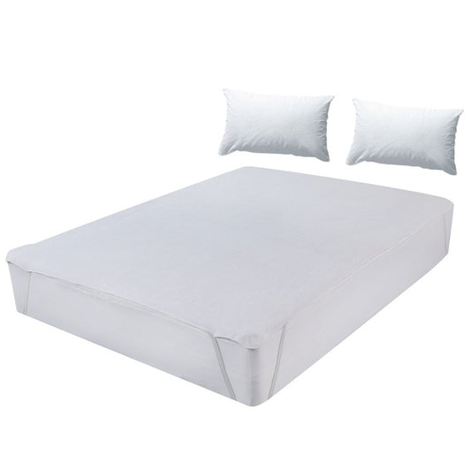 Set 3 piese impermeabile, compus din husa de protectie impermeabila cu elastic pe colturi, + 2 huse impermeabile pentru perna