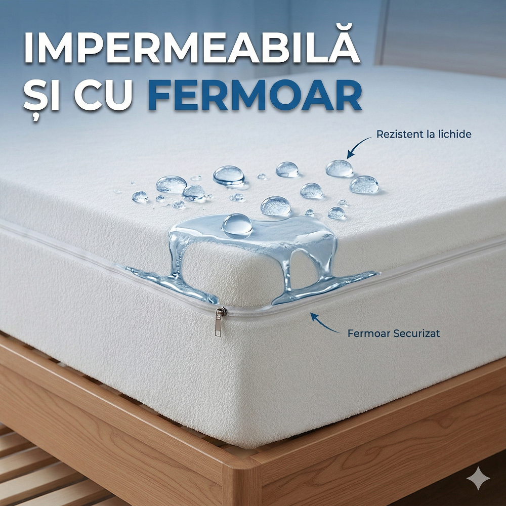 Husa de protectie impermeabila pentru saltea, cu fermoar, croita la comanda (latime x  lungime x inaltime)