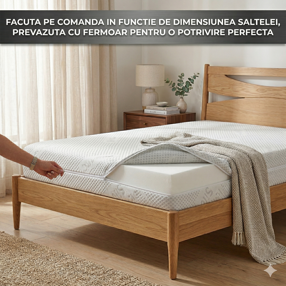 Husa cu fermoar pentru saltea, Tesatura Silver, material matlasat certificat OEKO-TEX® STANDARD 100, Lavabila, Detasabila, Metru Patrat