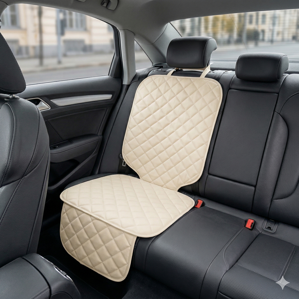 PROTECTIE AUTO,UNIVERSALA,CREM,DIN PIELE ECOLOGICA MATLASATA,PENTRU SCAUN AUTO COPII,SCOICA BEBE,METRU PATRAT
