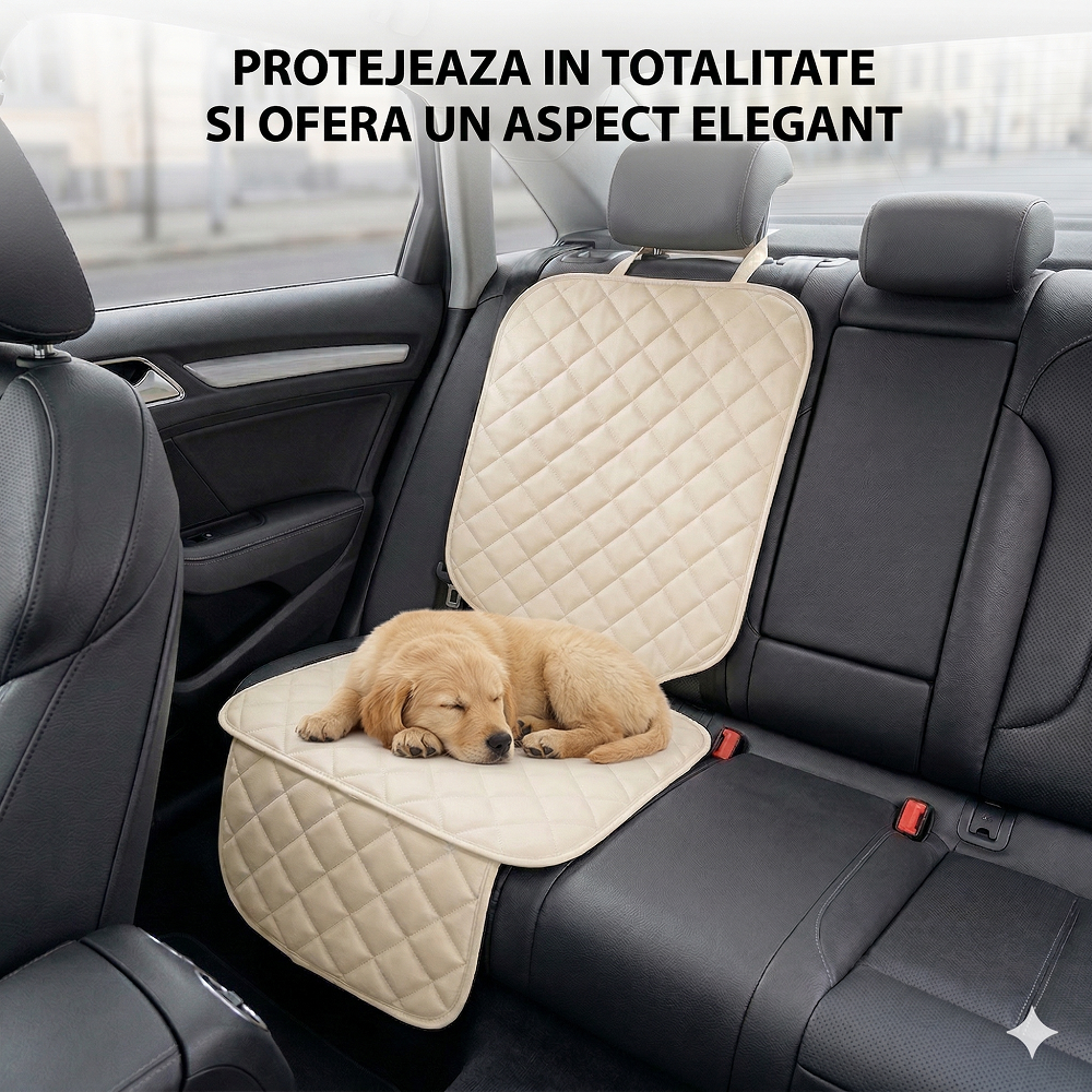 PROTECTIE AUTO,UNIVERSALA,CREM,DIN PIELE ECOLOGICA MATLASATA,PENTRU SCAUN AUTO COPII,SCOICA BEBE,METRU PATRAT