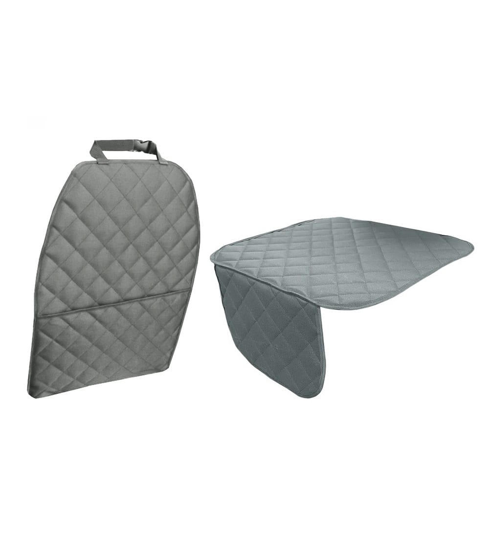 Set 2 protectii auto matlasate, universale, lavabile, gri,protectie sezut scaun sau bancheta si protectie spatar scaun cu buzunar organizator, Metru Patrat - MetruPatrat.ro