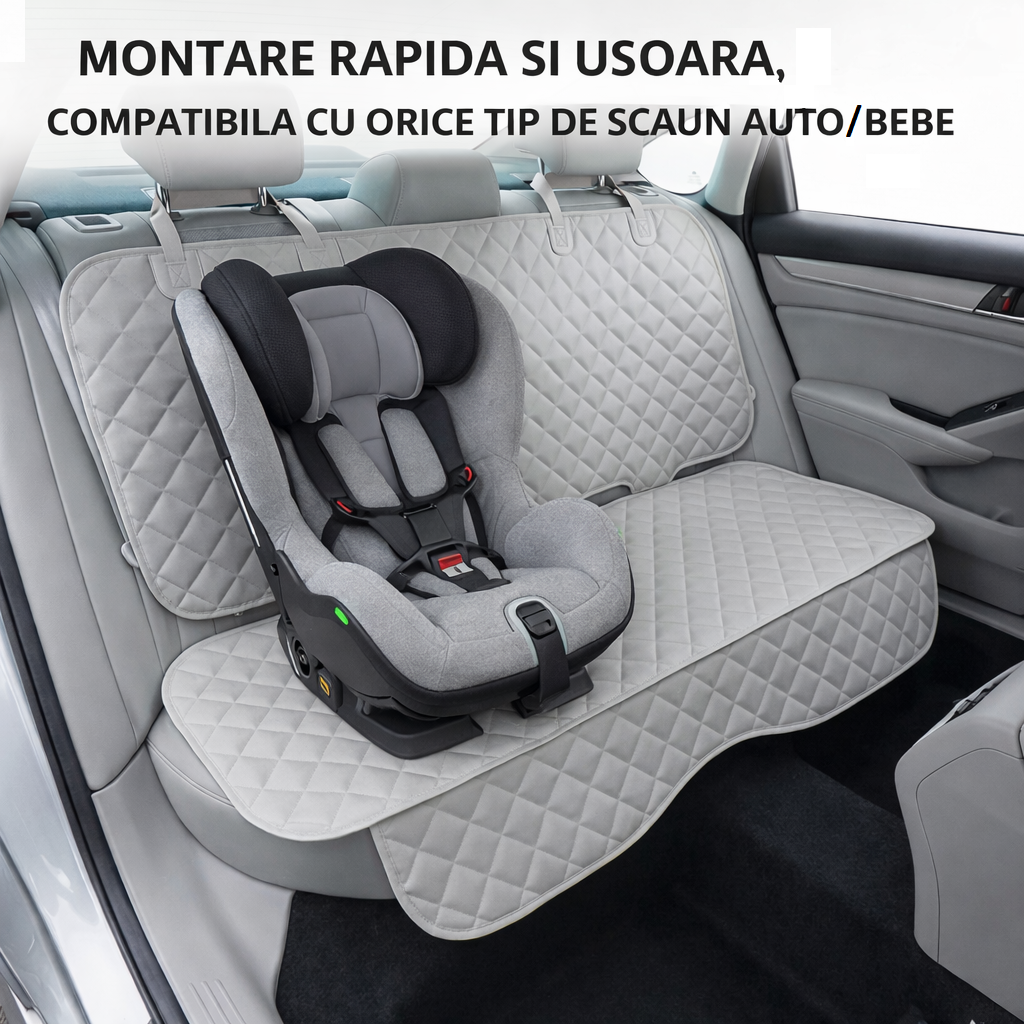 PROTECTIE MATLASATA PENTRU BANCHETA DIN SPATE, GRI, IMPERMEABILA, LAVABILA - MetruPatrat.ro