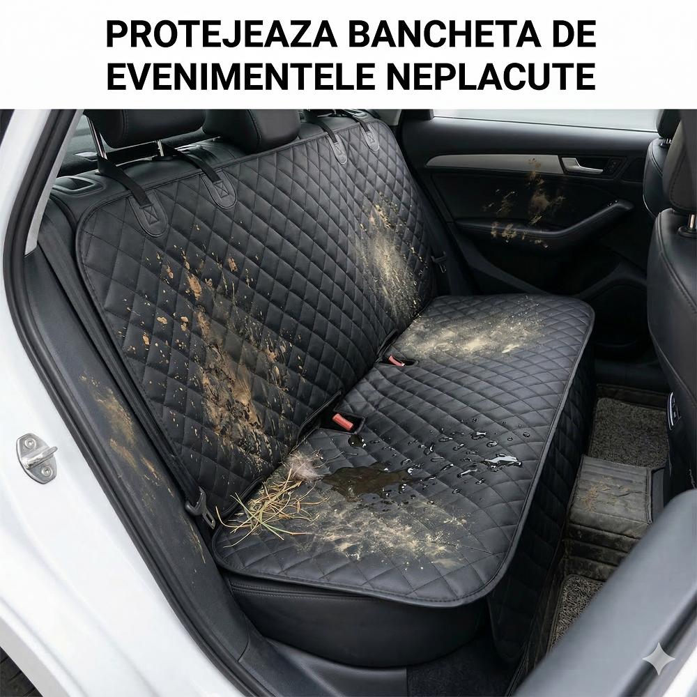 PROTECTIE MATLASATA PENTRU BANCHETA DIN SPATE, NEAGRA, IMPERMEABILA, LAVABILA