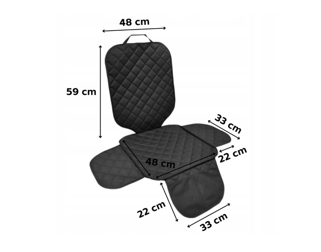Protectie scaun auto matlasata, universala, cu protectii laterale si buzunar organizator, impermeabila, lavabila, neagra
