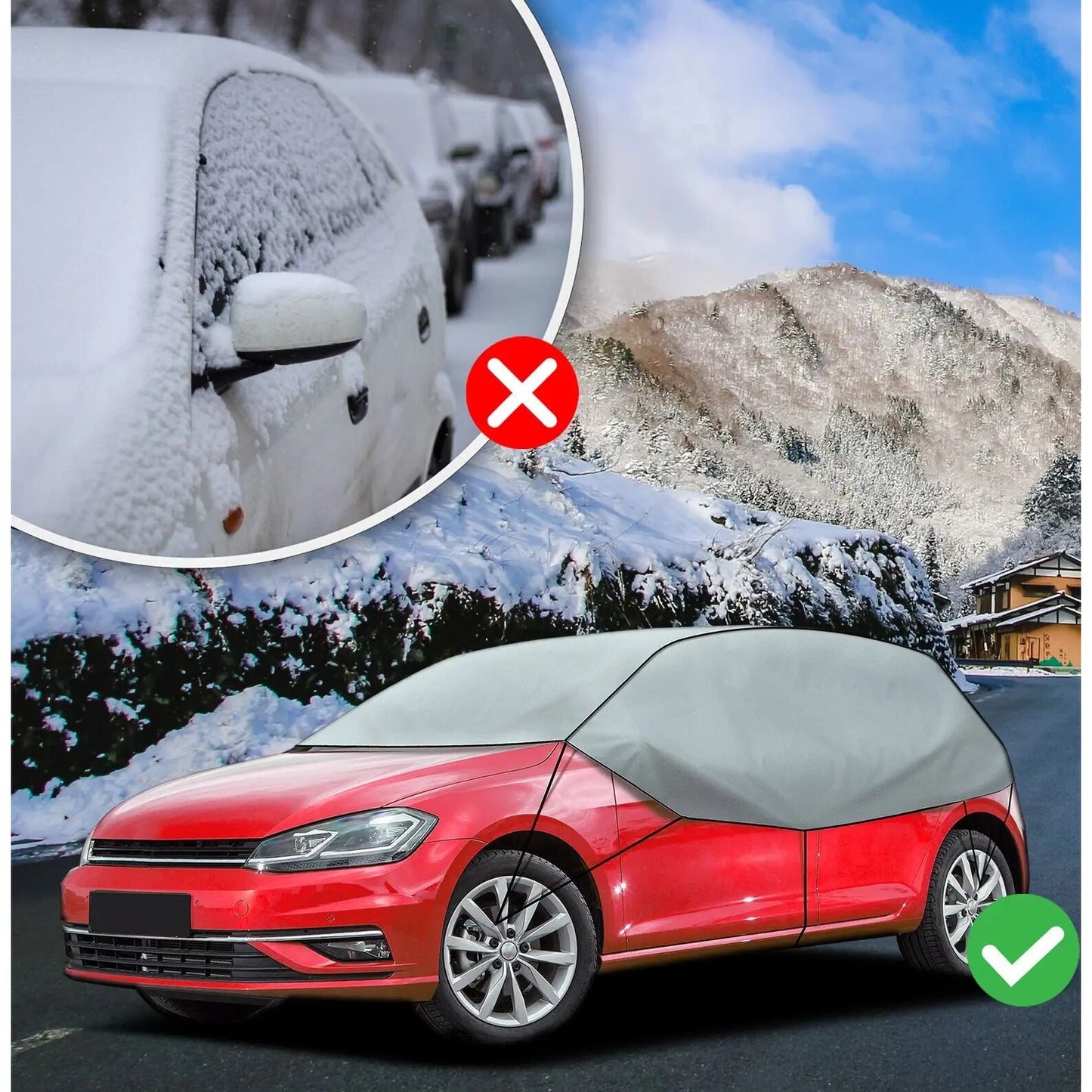 Semi prelata auto combi M-L, Metru Patrat, universala, all season, impotriva caldurii, ploii, zapezii si a inghetului, rezitenta UV, impermeabila, dimensiuni 75 cm inaltime x 275-295 cm lungime, gri - MetruPatrat.ro