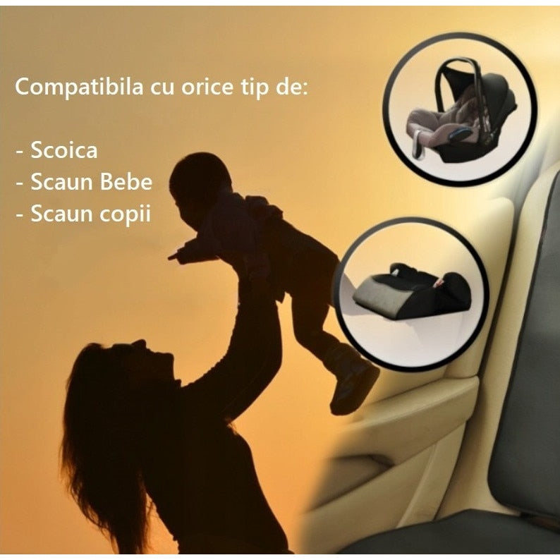 Protectie scaun auto matlasata, universala, cu protectii laterale si buzunar organizator, impermeabila, lavabila, neagra