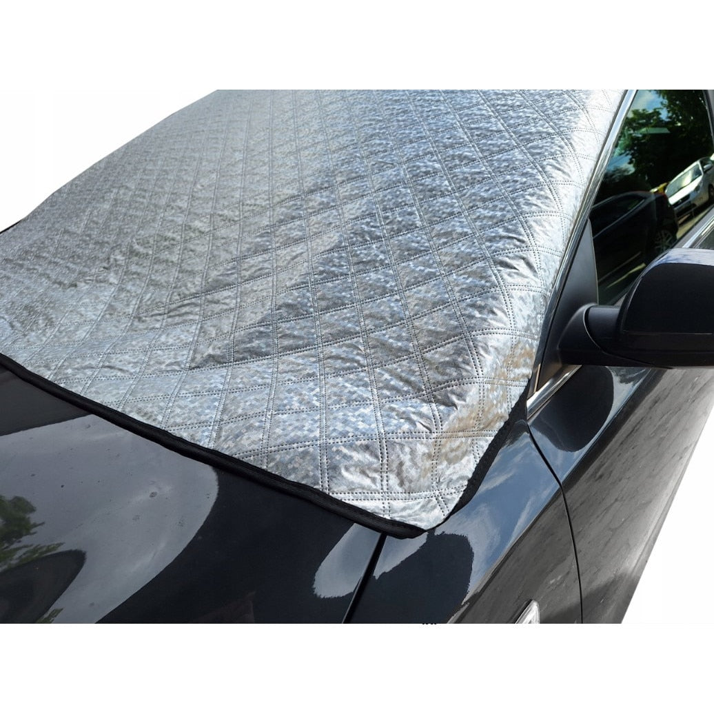 Parasolar matlasat pentru parbriz autoturism, cu izolatie vatelina pentru protectie ridicata, protectie UV, cu prindere magneti exterior si cleme in interior, 110x157 cm - MetruPatrat.ro