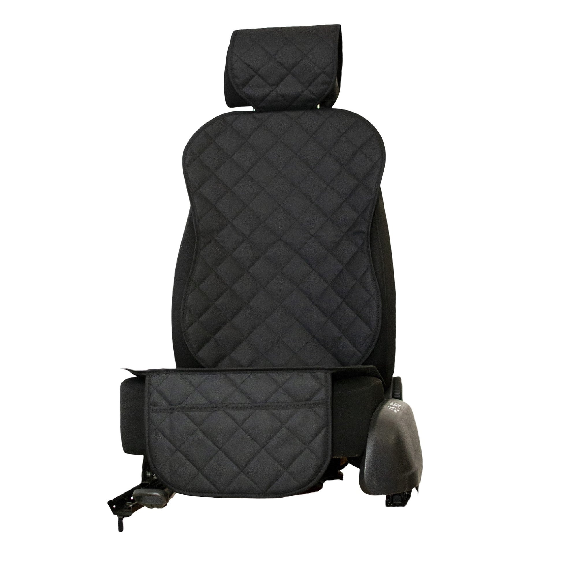 Protectie scaun auto matlasata, cu buzunar organizator si husa tetiera, neagra - MetruPatrat.ro