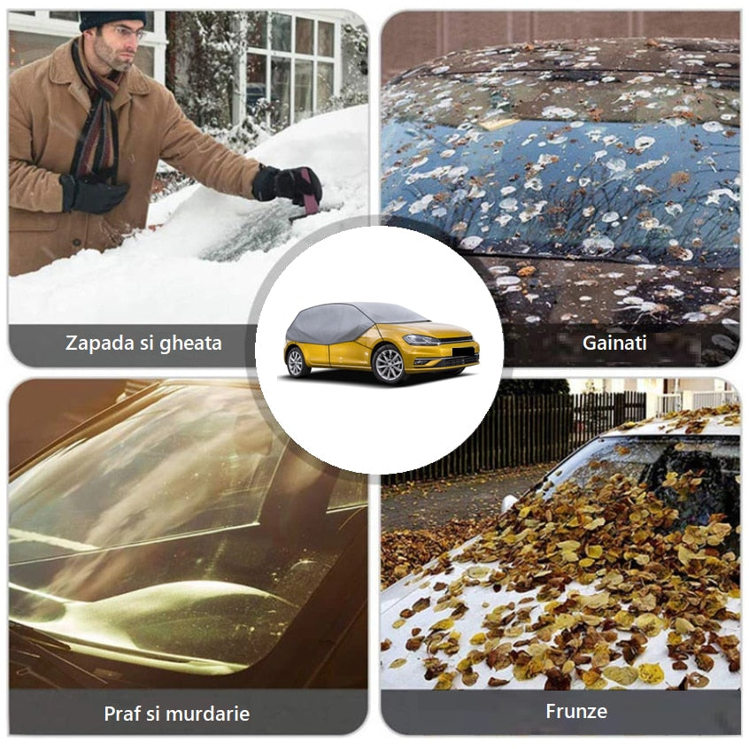 Semi prelata auto combi M-L, Metru Patrat, universala, all season, impotriva caldurii, ploii, zapezii si a inghetului, rezitenta UV, impermeabila, dimensiuni 75 cm inaltime x 275-295 cm lungime, gri - MetruPatrat.ro