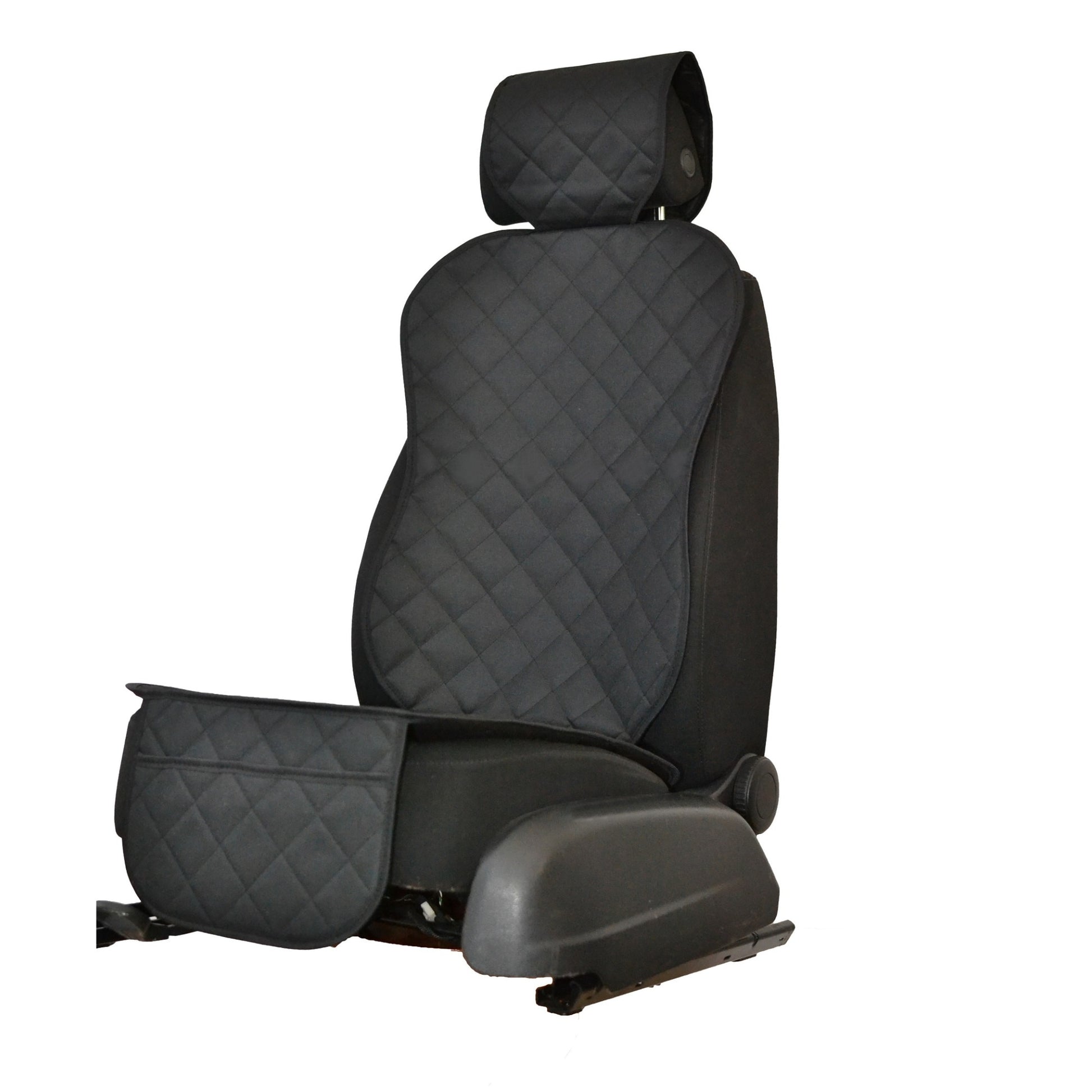 Protectie scaun auto matlasata, cu buzunar organizator si husa tetiera, neagra - MetruPatrat.ro
