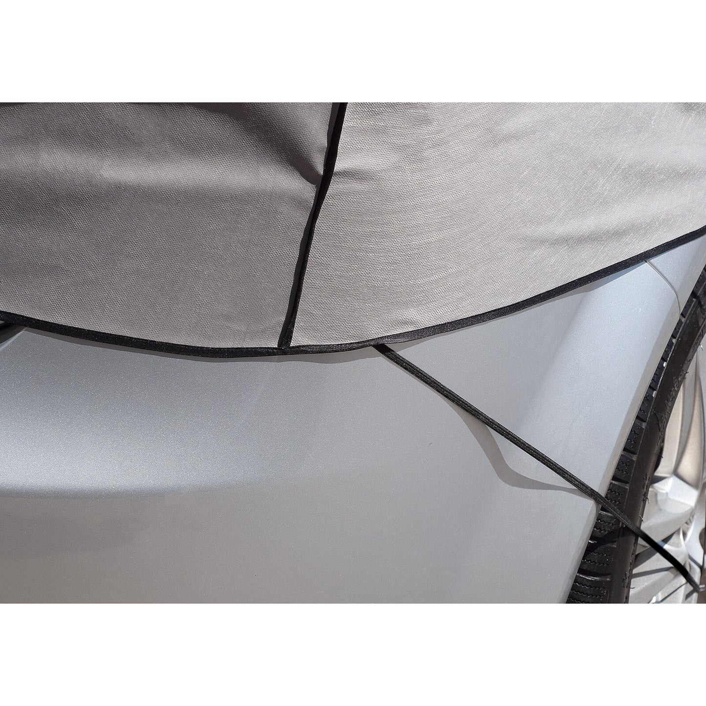 Semi prelata auto combi M-L, Metru Patrat, universala, all season, impotriva caldurii, ploii, zapezii si a inghetului, rezitenta UV, impermeabila, dimensiuni 75 cm inaltime x 275-295 cm lungime, gri - MetruPatrat.ro