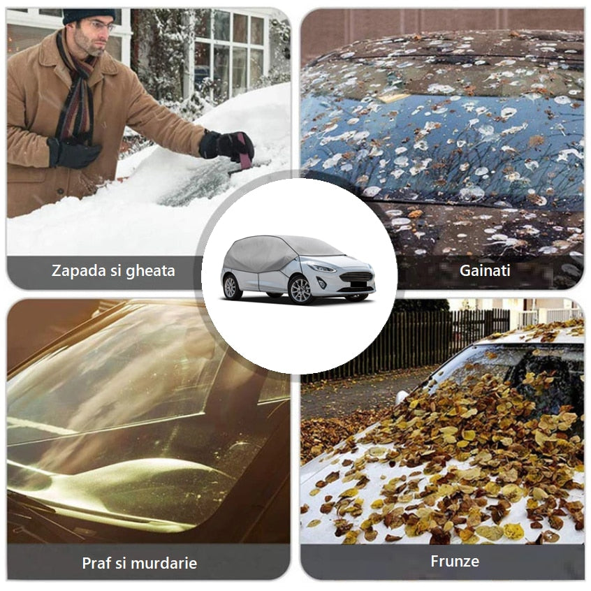 Semi prelata auto combi S-M, Metru Patrat, universala, all season, impotriva caldurii, ploii, zapezii si a inghetului, rezitenta UV, impermeabila, dimensiuni 70 inaltime x 255-275 cm lungime, gri - MetruPatrat.ro