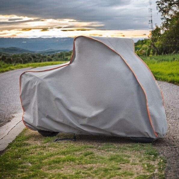 Husa pentru motocicleta Metru Patrat, impermeabila, din nailon gros, protejeaza motocicleta de razele UV, zapada, ploaie, inghet, compatibila moto, scuter, moped, marimea XL - MetruPatrat.ro
