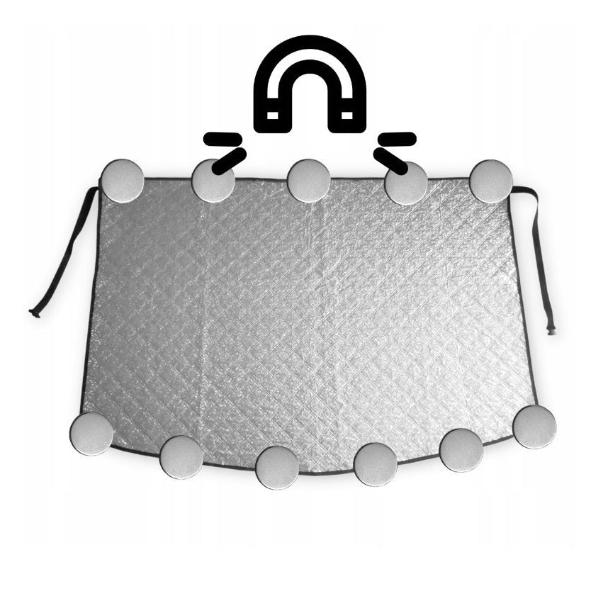 Parasolar matlasat pentru parbriz autoturism, cu izolatie vatelina pentru protectie ridicata, protectie UV, cu prindere magneti exterior si cleme in interior, 110x157 cm - MetruPatrat.ro