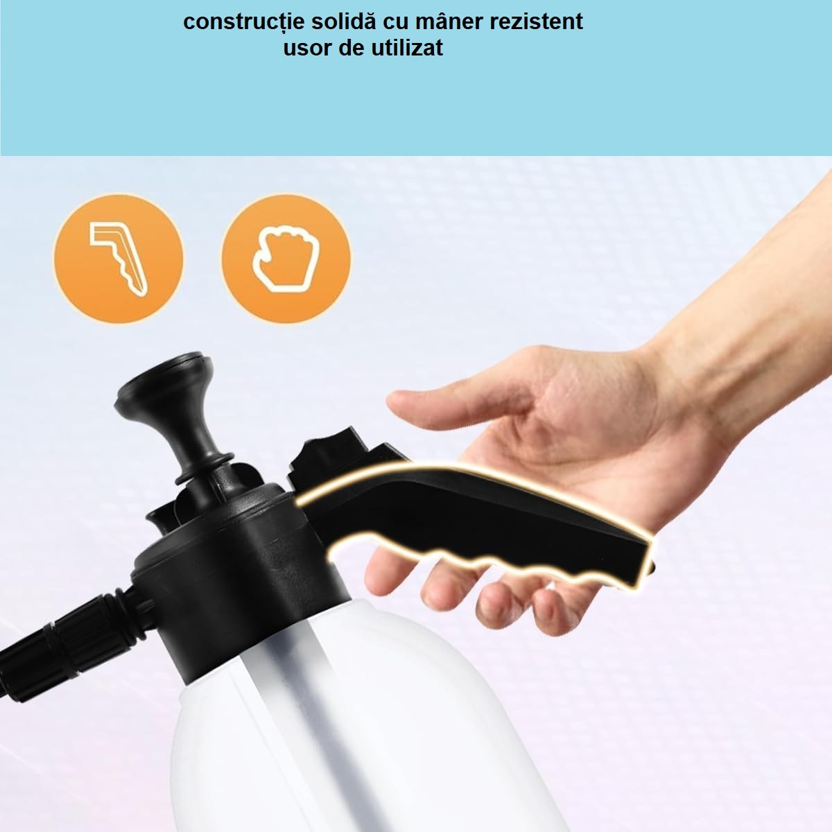 Pulverizator de spuma, cu presiune, manual, pentru spalarea autoturismelor, capacitate 2L - MetruPatrat.ro