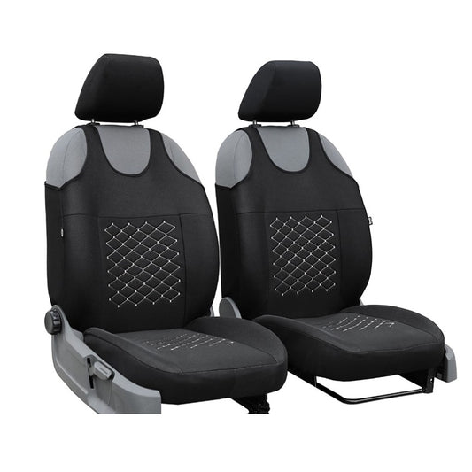 Huse auto tip maieu, din textil tapiterie, universale, Motiv romb, negru-gri