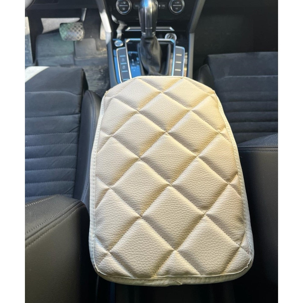 Protectie auto pentru cotiera, din piele ecologica matlasata, universala, crem - MetruPatrat.ro