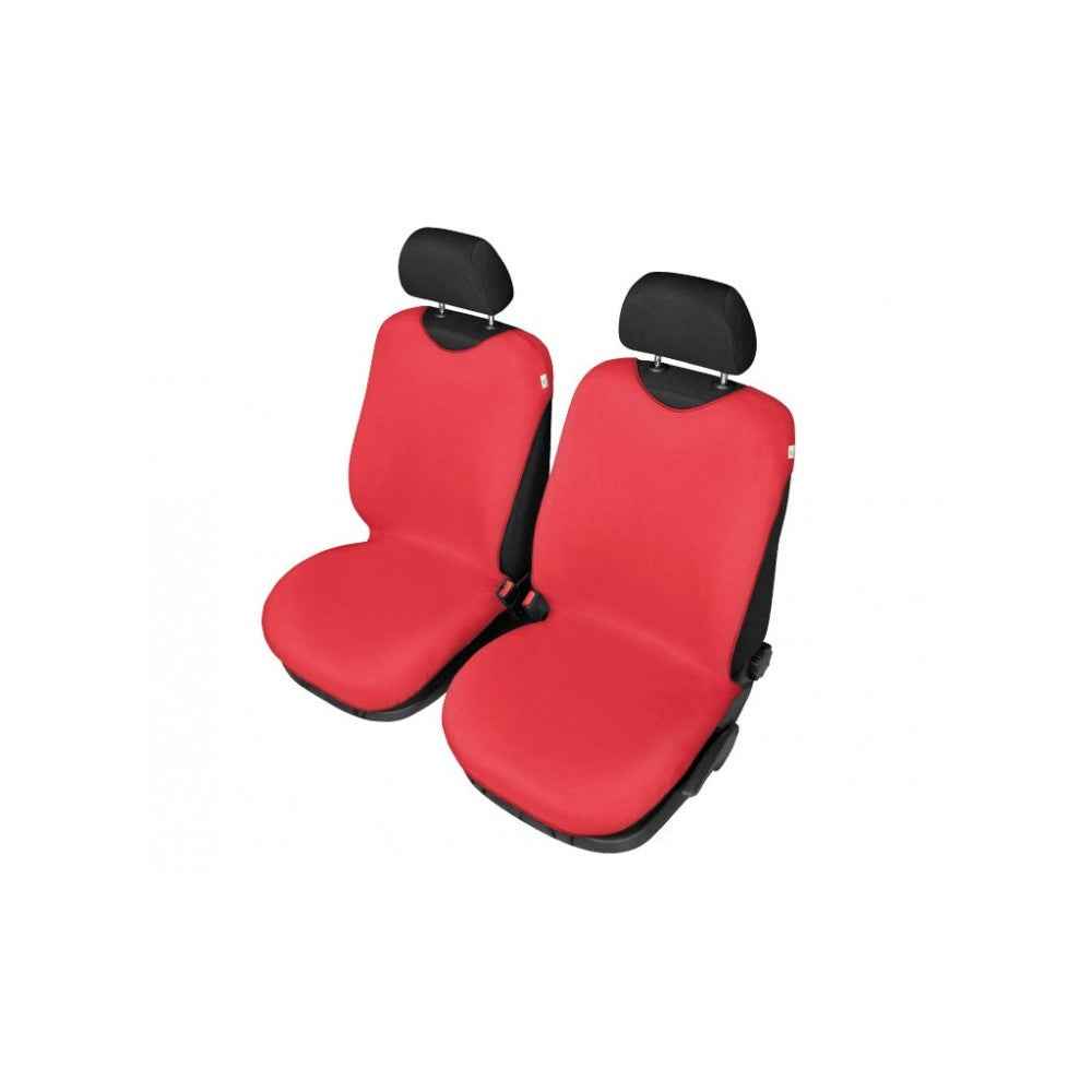 Set din 2 huse scaune auto tip maieu , pentru scaunele din fata , de culoare rosie , din bumbac 5-1066-253-4060