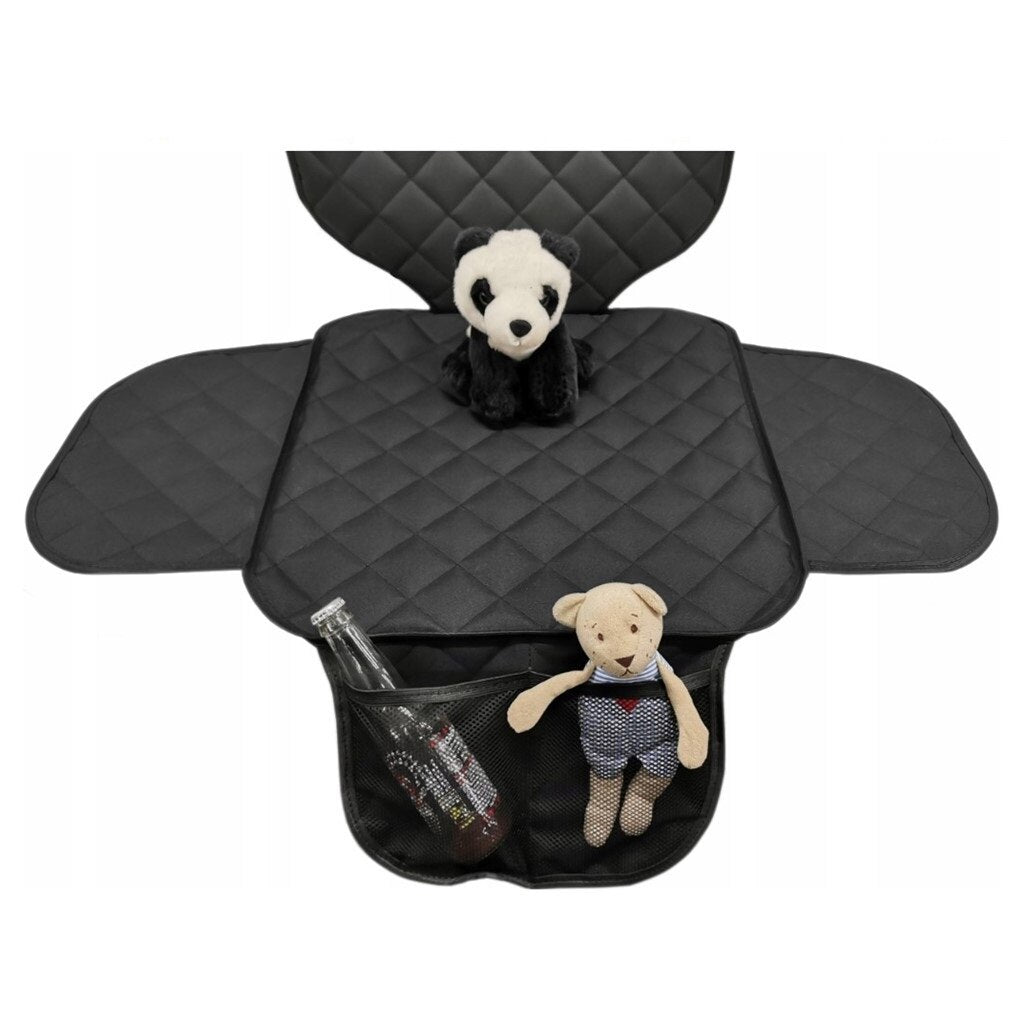 Protectie scaun auto matlasata, universala, cu protectii laterale si buzunar organizator, impermeabila, lavabila, neagra