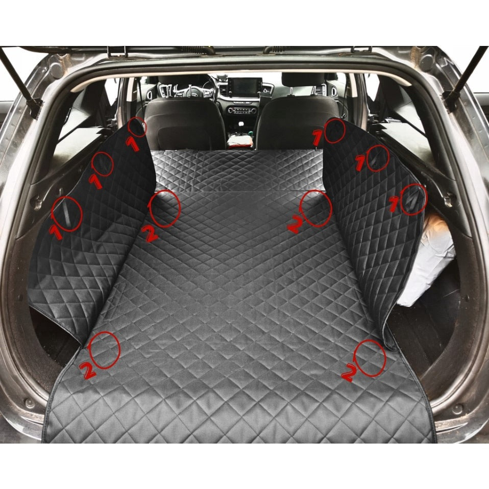 Protectie auto matlasata pentru portbagaj, pentru transport animale si marfuri, marime universala ajustabila, prindere cu banda velcro - MetruPatrat.ro
