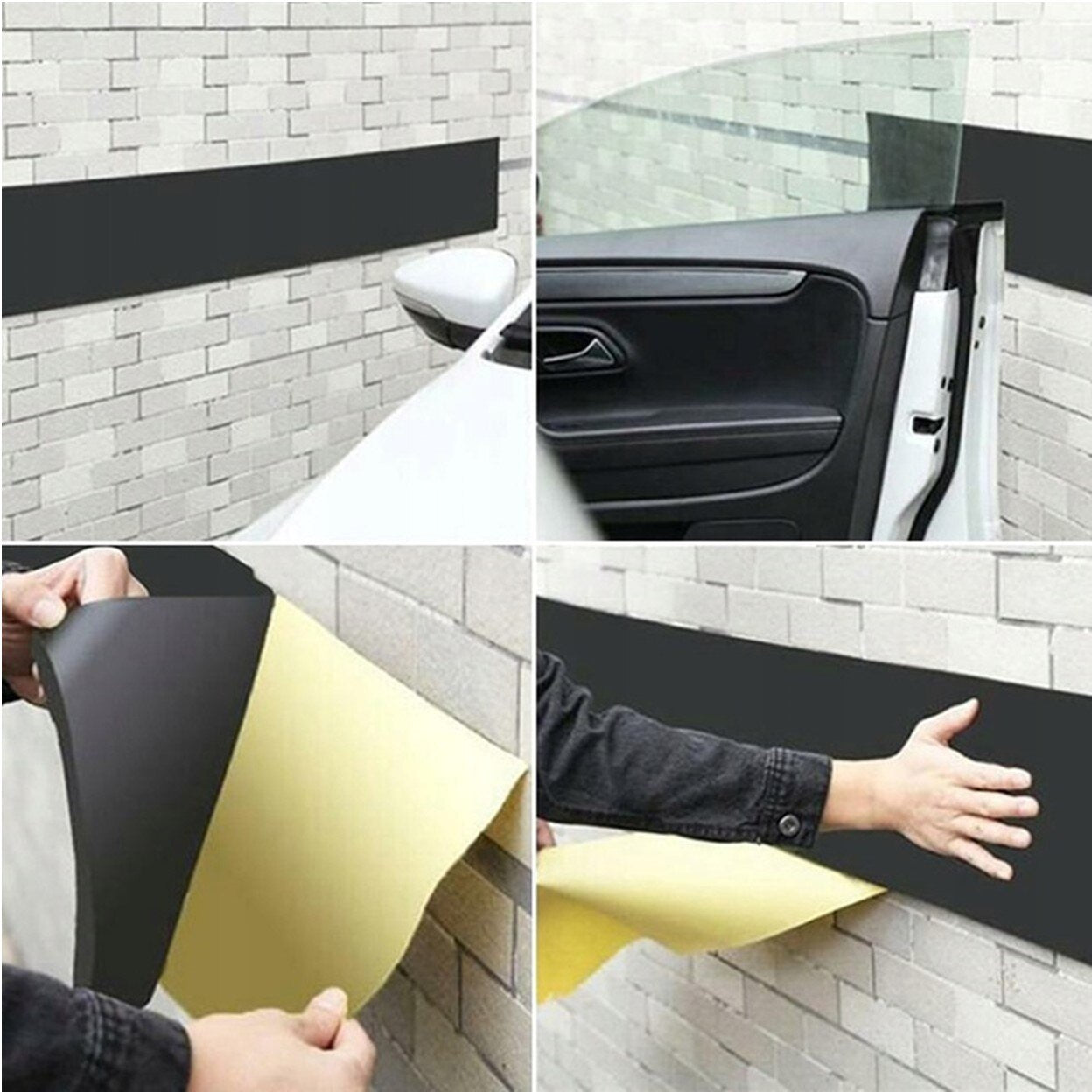 Banda auto de protectie usi laterale, din spuma, pentru garaj si locuri de parcare, lipire pe perete, 2 m lungime x 20 cm latime - MetruPatrat.ro