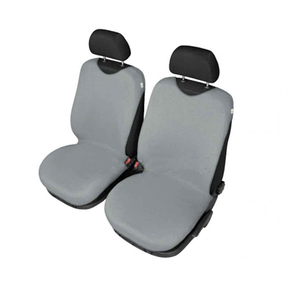 Set din 2 huse scaune auto tip maieu , pentru scaunele din fata , de culoare gri deschis , din bumbac 5-1066-253-3020